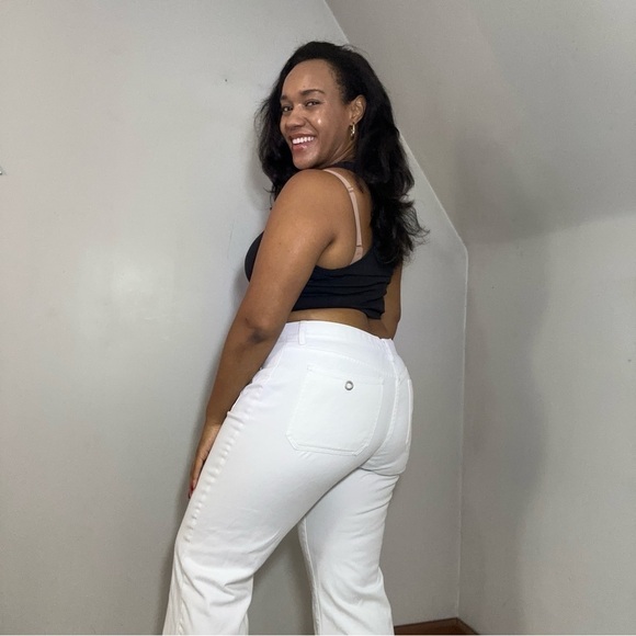 Vintage Tommy Hilfiger jeans mid rise white pants flare leg cropped denim Y2K - Picture 11 of 16